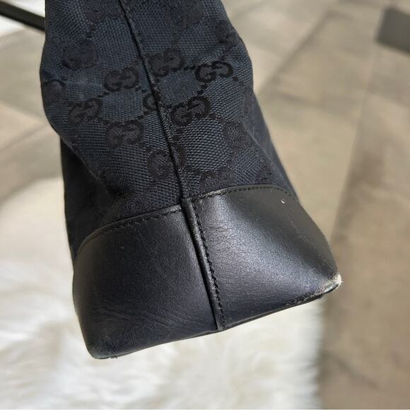 GUCCI GG black canvas leather tote bag authentic - Picture 7 of 16